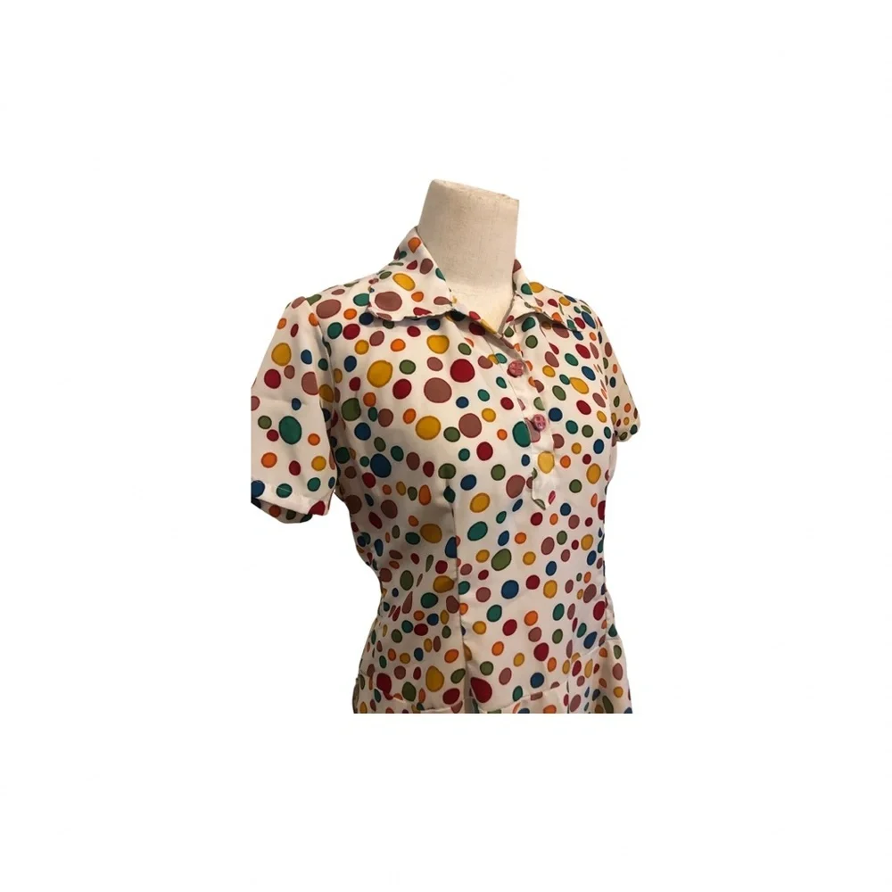 RAINBOW Polka dot Fit and Flare Dress - Picture 5 of 8